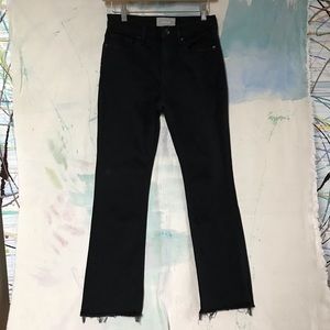 Everlane kick crop jeans size 26 regular black denim raw hem cropped flared jean